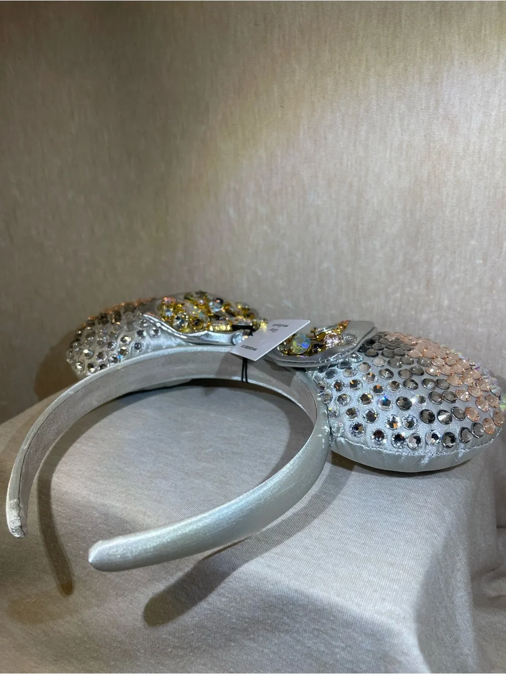 DISNEY BaubleBar Silver Jeweled Mouse Ear Headband with Mute color Gems
